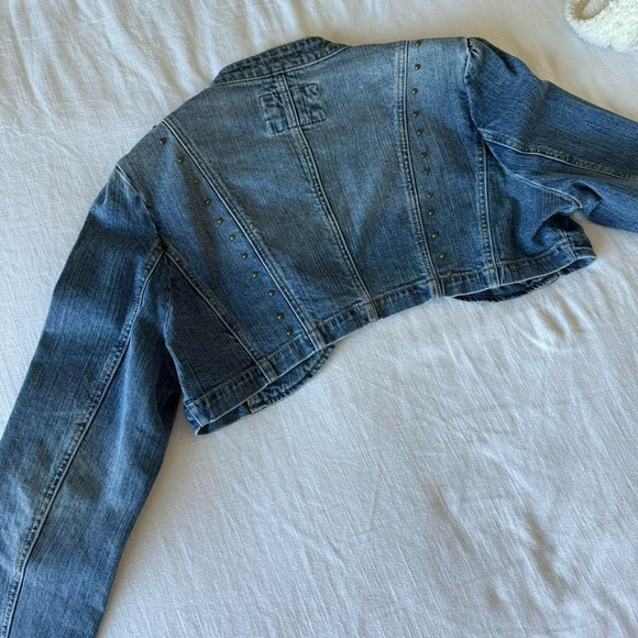 Vintage y2k embellished cropped denim jacket - Picture 5 of 7
